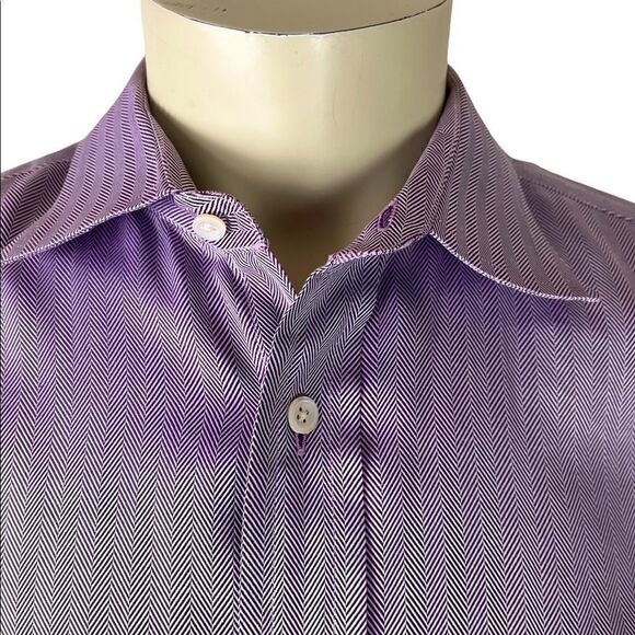 Like New Men's Faconnable L/S Lavender Dress Shirt with Front Pocket - Picture 3 of 7